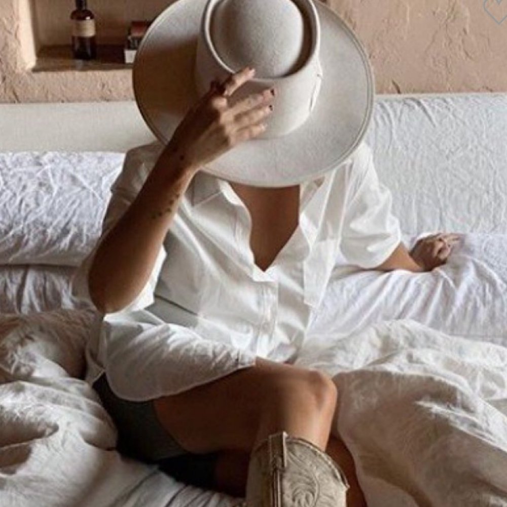 Tastes Like Honey Hat Ivory Wool Flat Brim - Picture 3 of 6